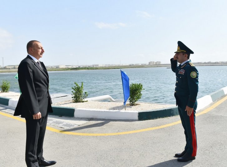 Ali Baş Komandan yeni sərhəd gözətçi gəmisinin təməlini qoyub