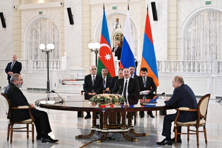 Putin, Əliyev və Paşinyandan birgə BƏYANAT